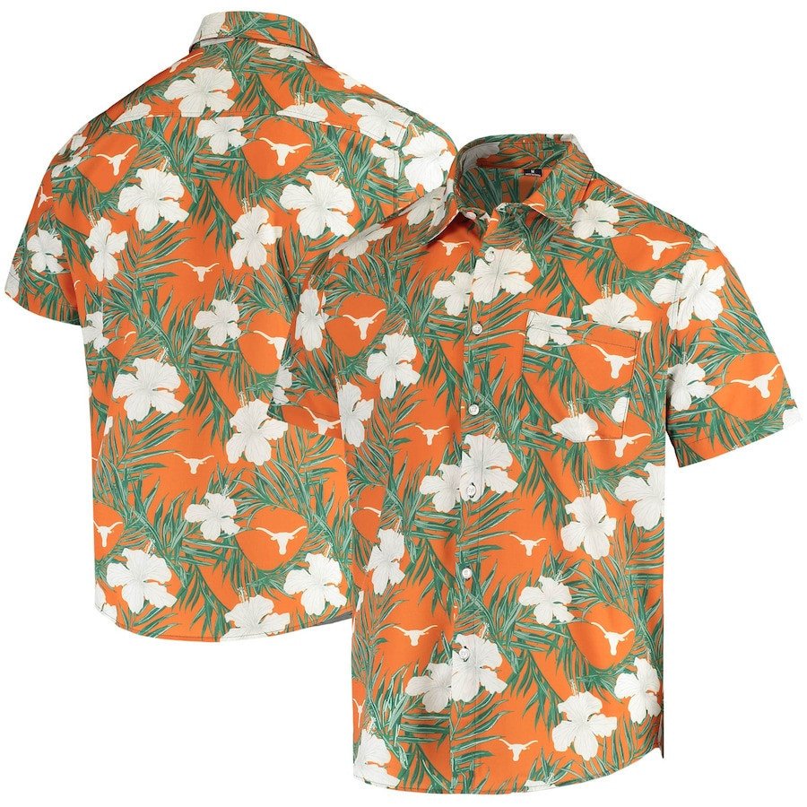 Texas Longhorns Orange Floral Hawaii Shirt Ha16328