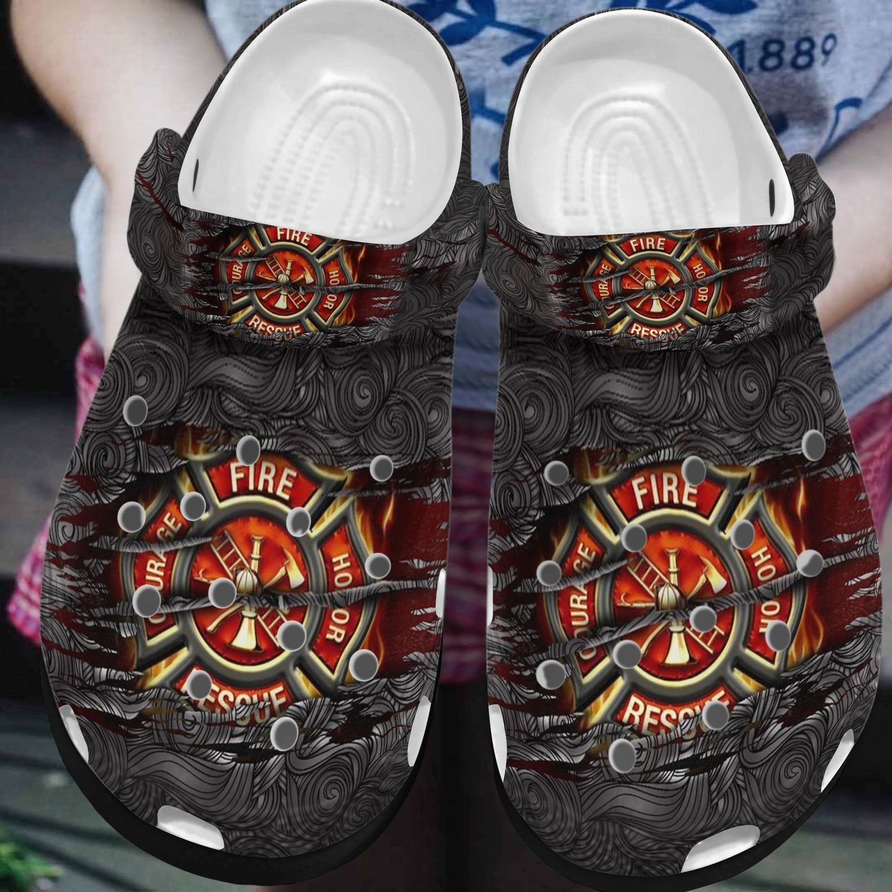 Firefighter Personalized Clog, Custom Name, Text, Color, Number Fashion Style For Women, Men, Kid, Print 3D Firefighter Honor