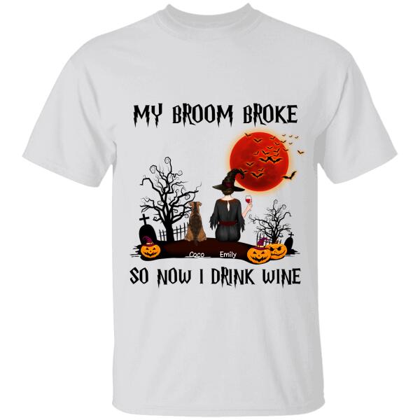 Witch Loves Dogs And Wine Halloween Personalized T-Shirt Ts-Hr169