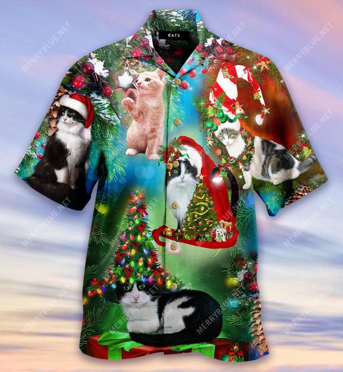 Trust A Man Who Likes Cats Christmas Aloha Hawaiian Shirt Colorful Short Sleeve Summer Beach Casual Shirt For Men And Women