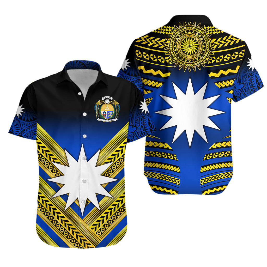 (Custom Personalised) Nauru Polynesian Flag Hawaiian Shirt Creative Style – Gradient Blue Lt8