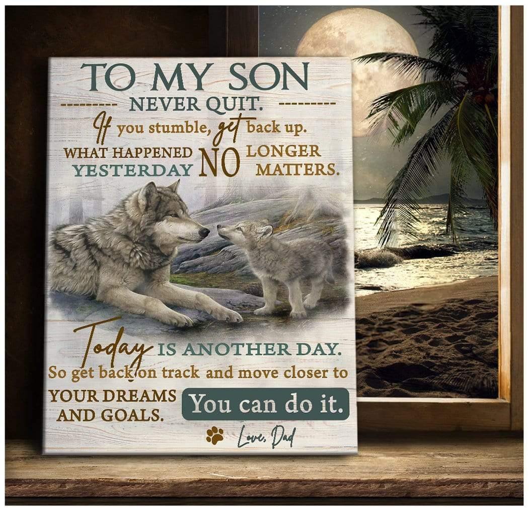 To My Son From Dad Wolf Premium Wall Art Canvas