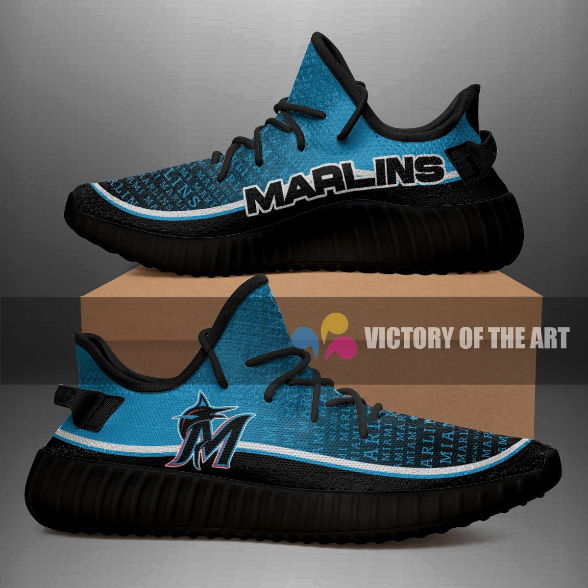 Colorful Line Words Miami Marlins Yeezy Shoes