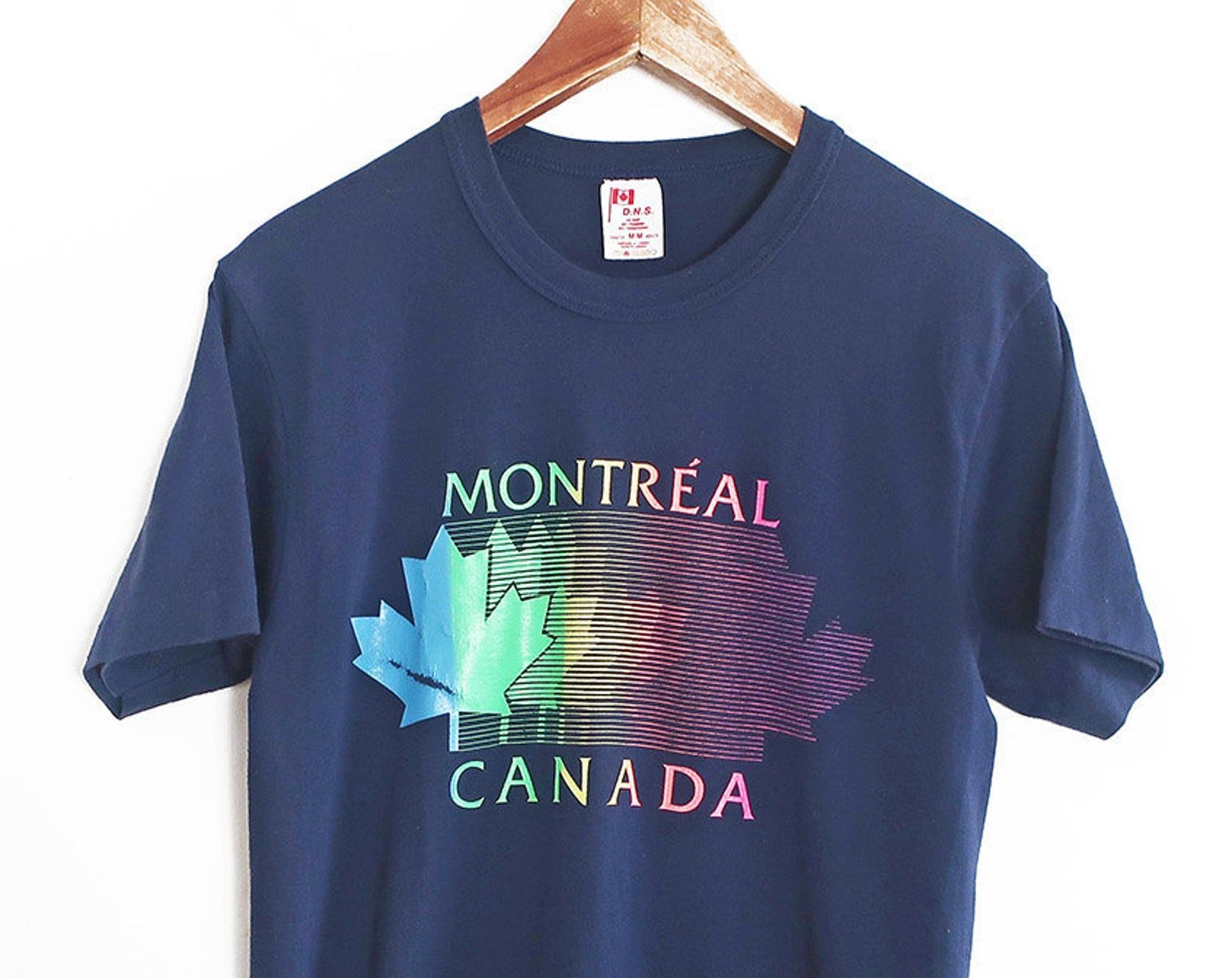 Vintage T Shirt / Montreal Shirt / 80S T Shirt / 1980S Montreal Canada Rainbow Maple Leaf T Shirt