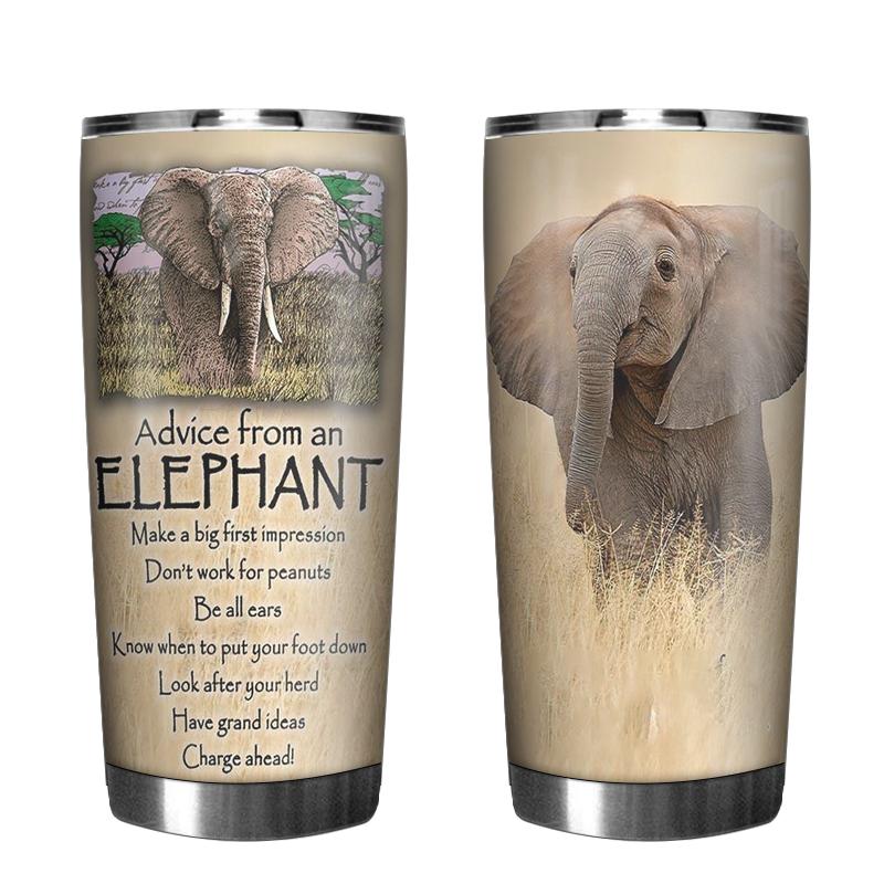 Personalized Personalized Tumbler Advice Of An Elephant Stainless Steel Skinny Tumbler Bulk, Double Wall Vacuum Slim Water Tumbler Cup With Lid