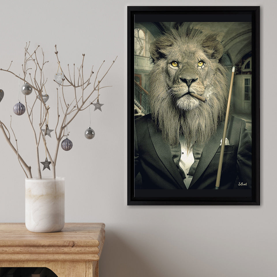 Cool Lion Gangstar Suited Framed Canvas Print – Canvas Painting, Canvas Art, Wall Art, Wall Decor