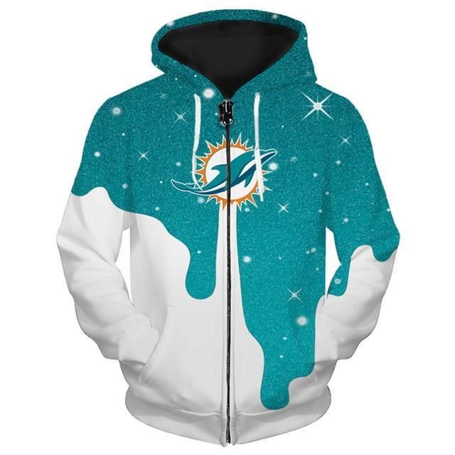 Limited Edition Football Hoodie Miami Dolphins 3D Zipper Hoodie