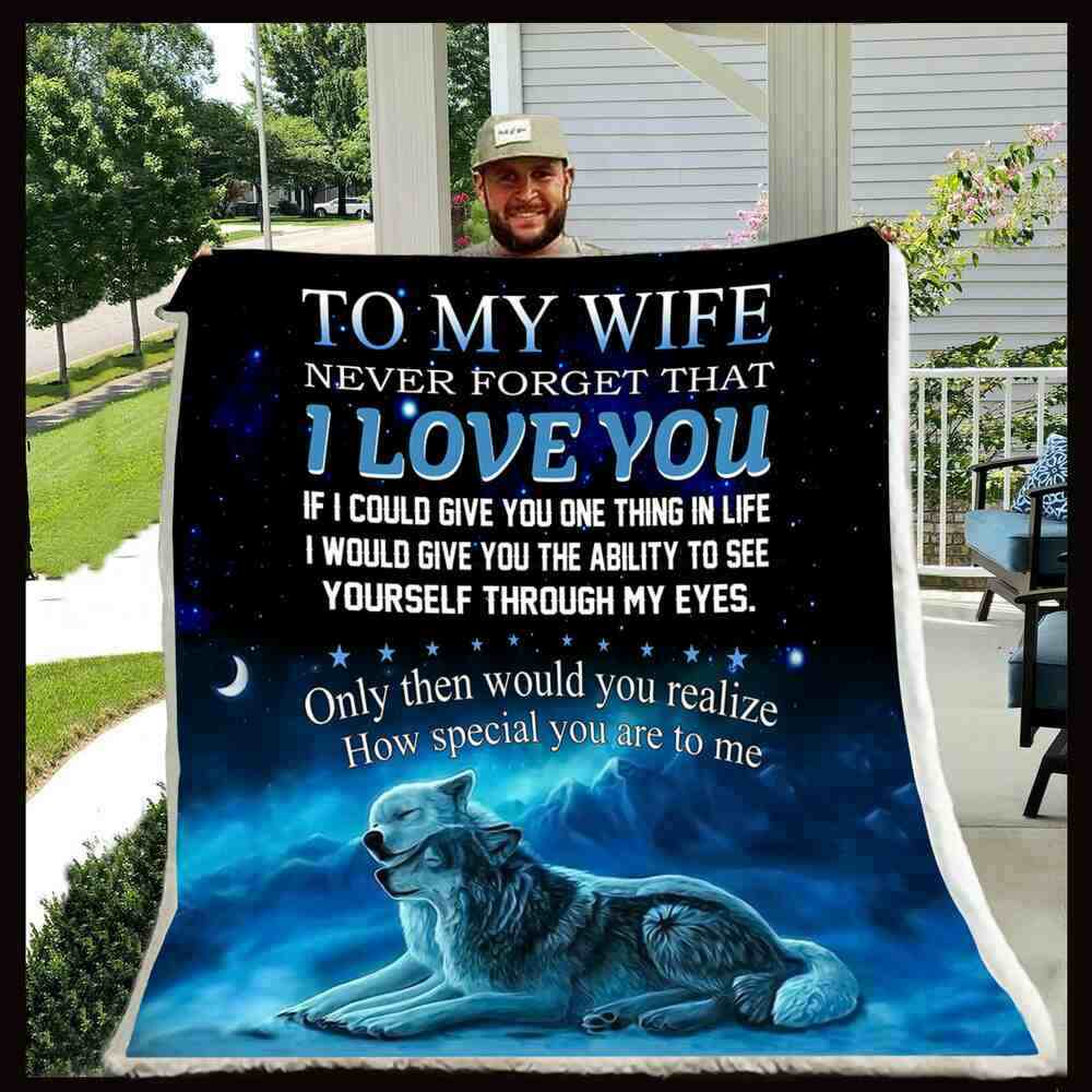 Ll60 Wolf Blanket To My Wife I Love You