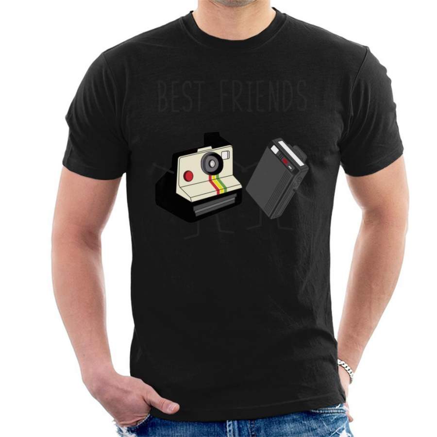 Best Friends Fun Vintage Camera And Retro Beeper Men’s T-Shirt