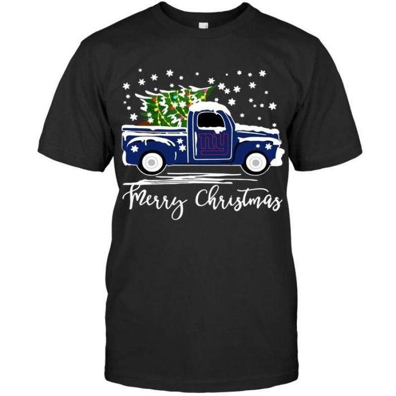 New York Giants Merry Christmas Christmas Tree Truck T Shirt