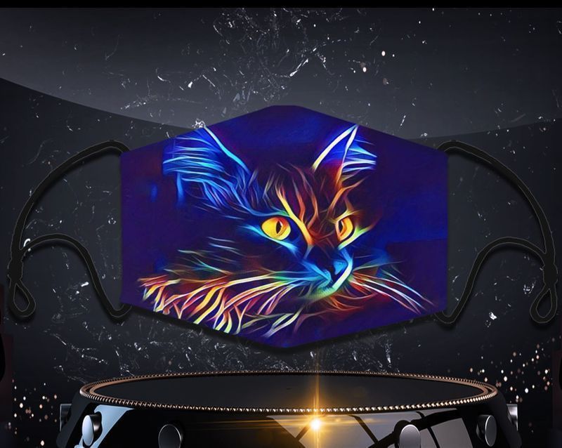 Cat Neon Light Love Cat Face Covering Kitty Kitten Cat Lovers Cotton Mask 1-10 Pcs For Kid & Adult All Over Print Face Mask Covering For Adults And Kids