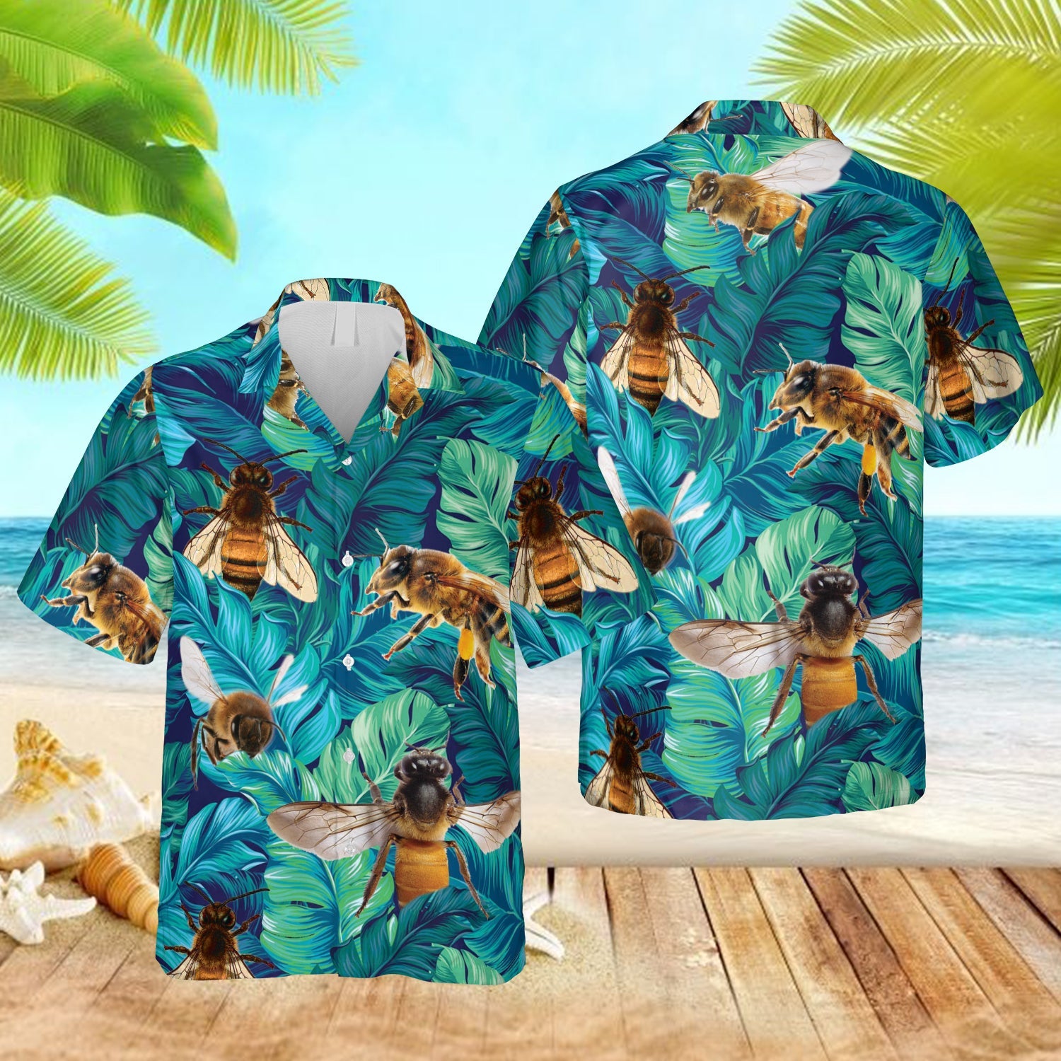 Bee Green Hawaiian Funny Summer Clothing Ha100385