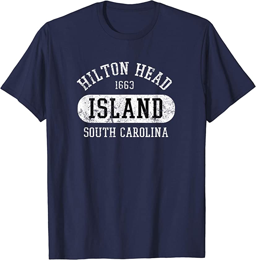 Vintage Hilton Head South Carolina Distressed College Style T-Shirt