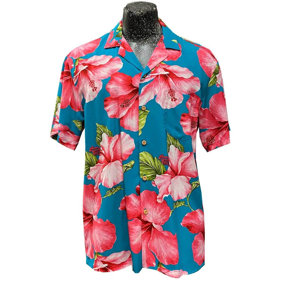 Mega Hibiscus Teal Hawaii Shirt Ha60020