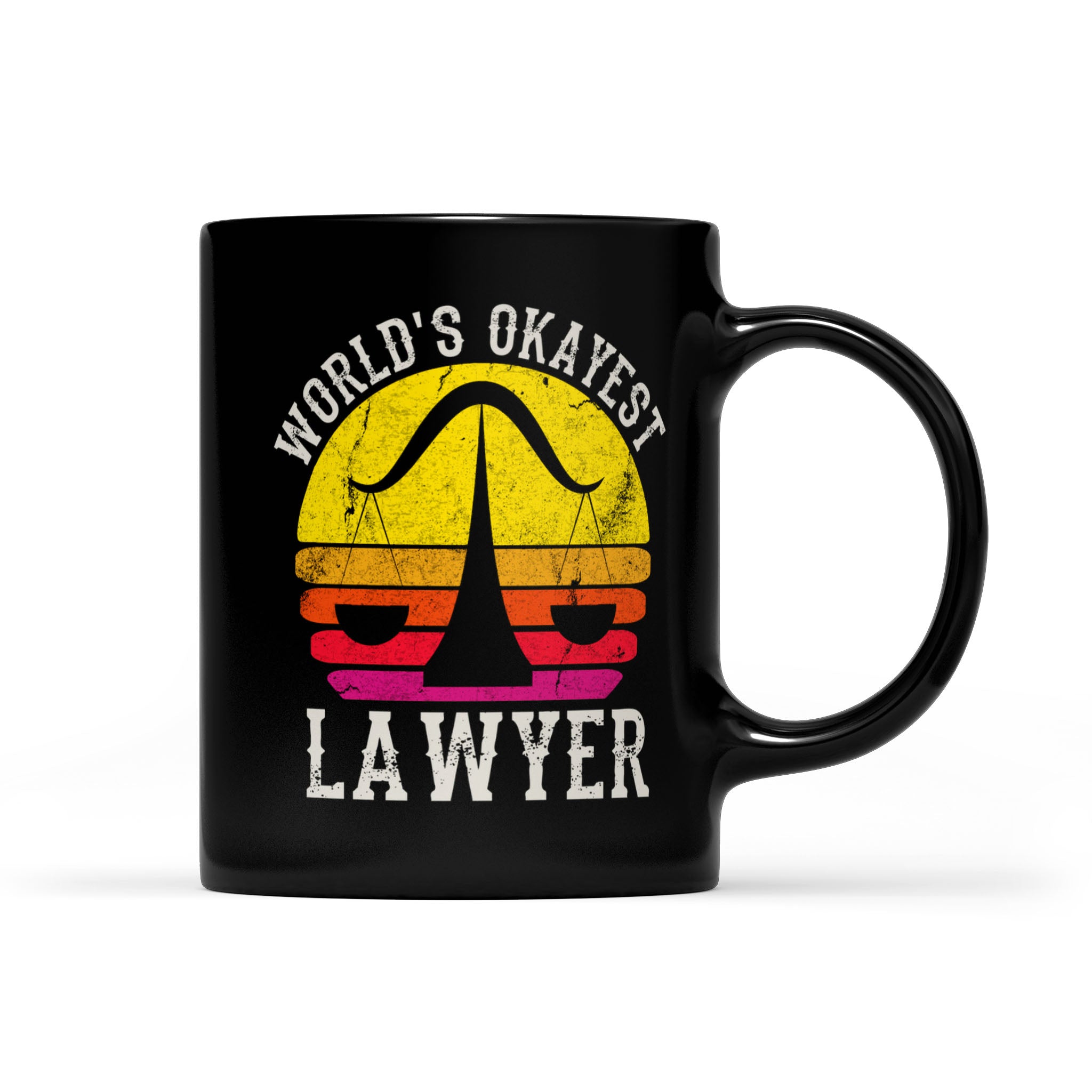 Vintage Retro World’s Okayest Lawyer Funny Balance – Black Mug