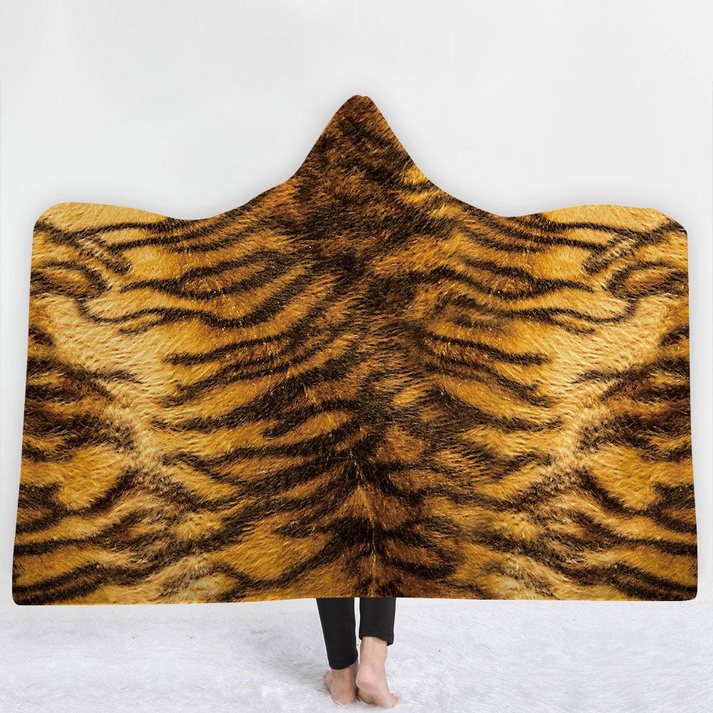 Animal Hooded Blankets – Animal Series Tiger Skin Stripe Fleece Hooded Blanket