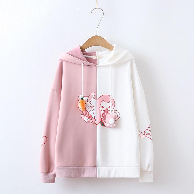 Kawaii Bunny Cat Ear Hoodie Pastel Sweatshirt