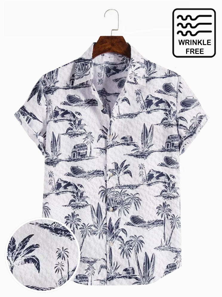 Hawaii Beach Coconut Print Seekers Wrinkle Free Short Sleeve Shirt Ha21387