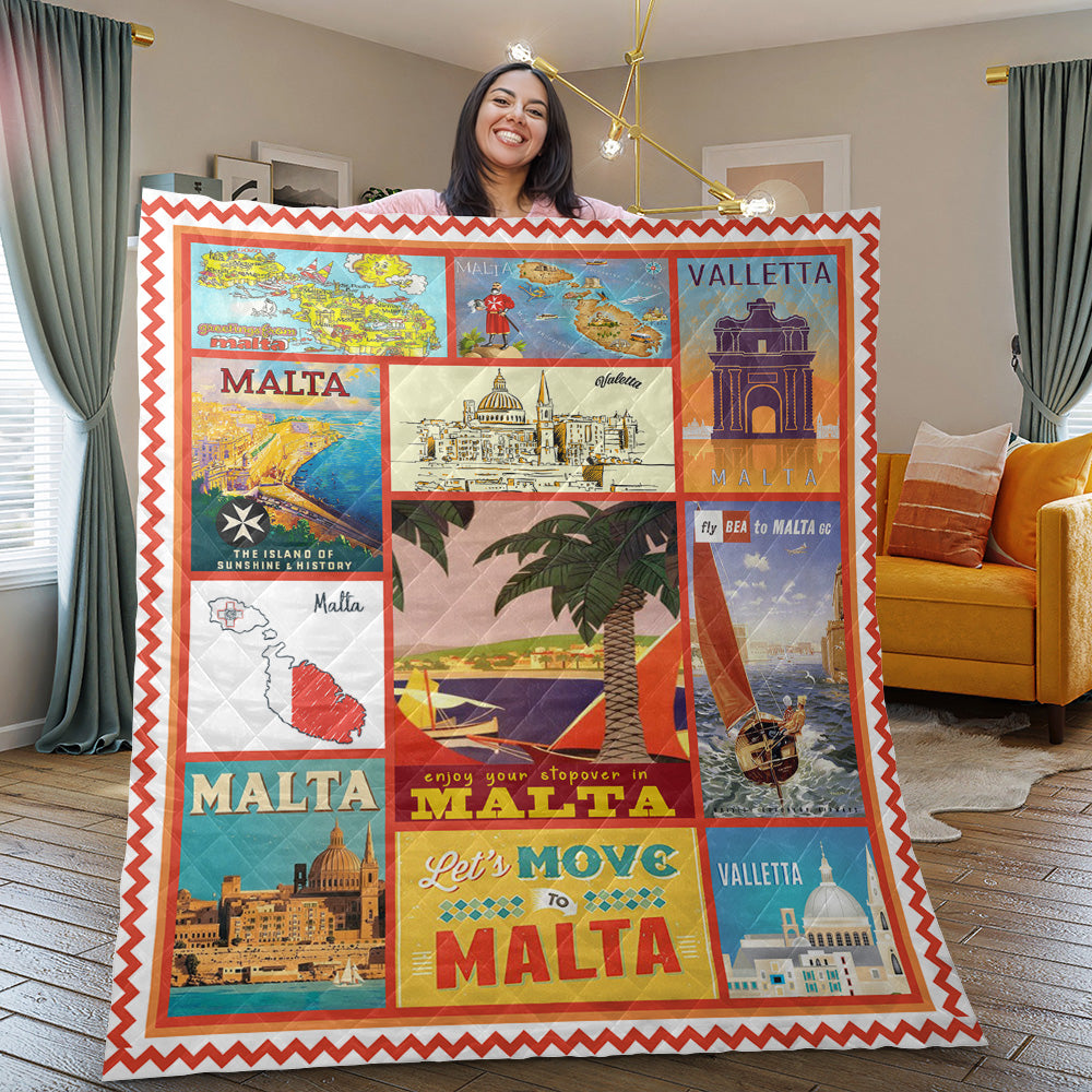 Let'S Move To Malta 9Basic Quilted Blanket
