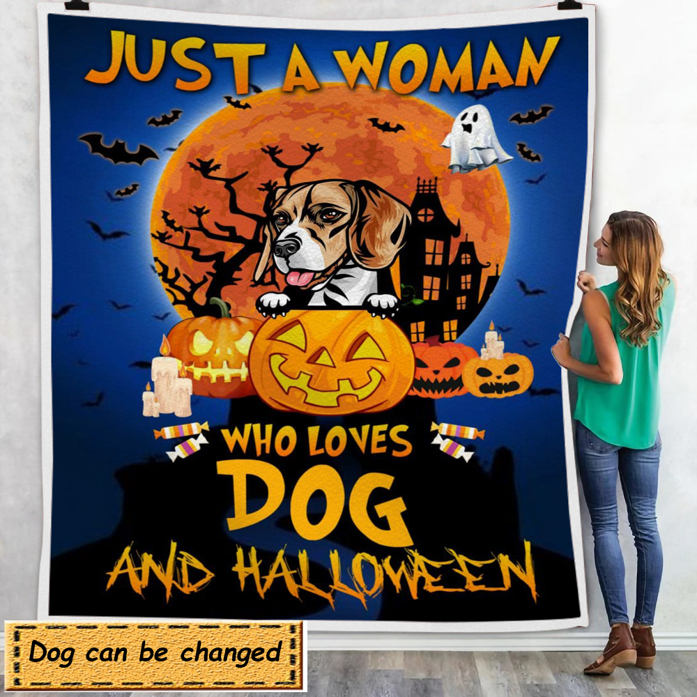 Fleece Blanket Just A Woman Who Loves Dog And Halloween Fbl021