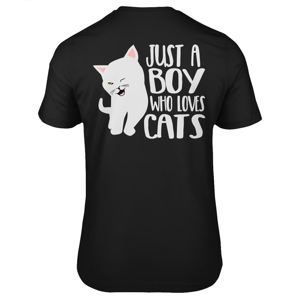 Animal Lover – Just A Boy Who Loves Cats T Shirts Print On Back