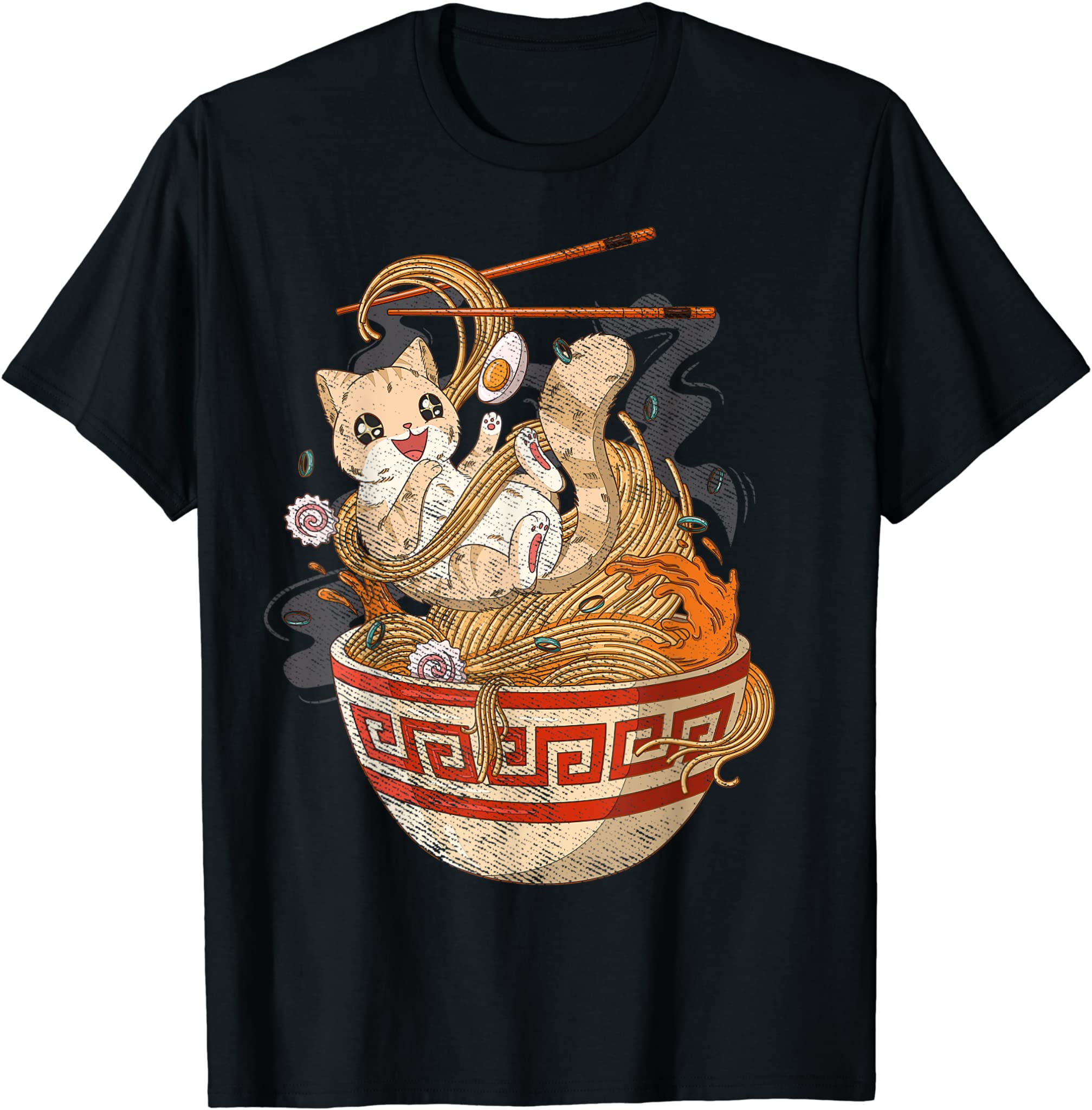 Cute Cat Ramen Tee Kawaii Anime Cats Kitten Lover Gift