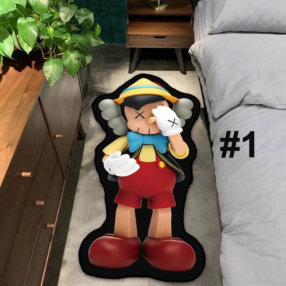 Kaws Cool Unique Design Shape Cartoon Short Plush Non-Slip Area Rug Carpet Living Room Bedroom Doormat Kitchen Mat