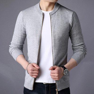 2021 Fall New Men’s korean High Quality Fashion Knit Cardigan Men’s Casual Slim Pure Color Zipper Sweater Cardigan coats male alx