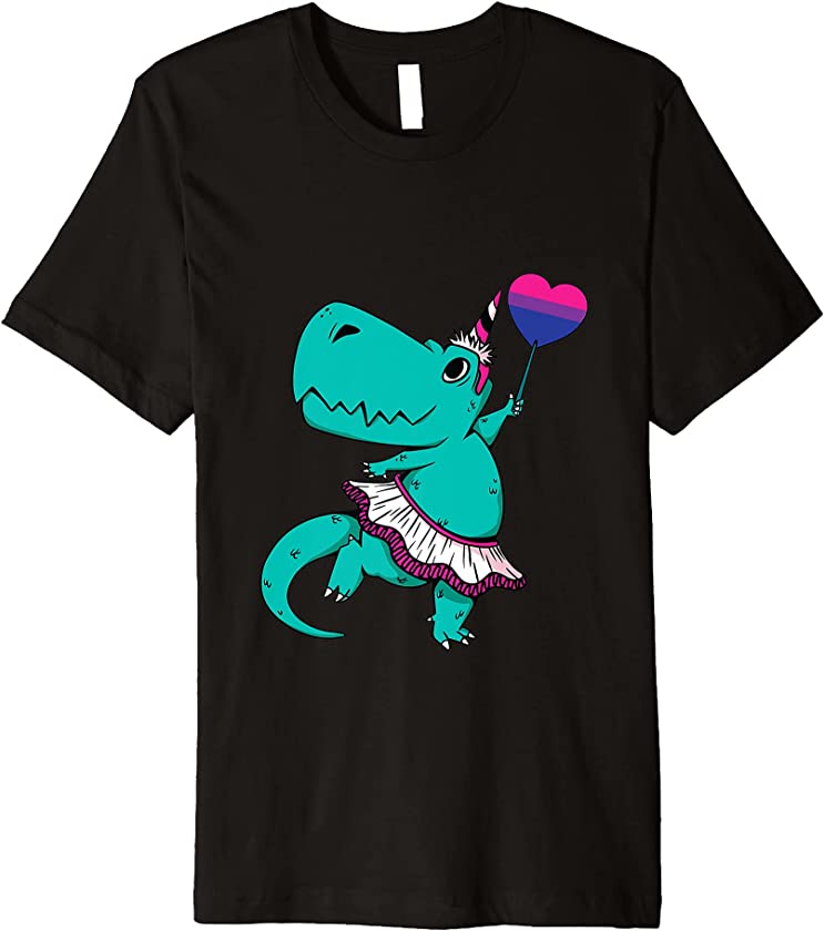 Bisexual-saurus LGBT-Q Funny T-Rex Unicorn Pride Flag Ally Premium T-Shirt