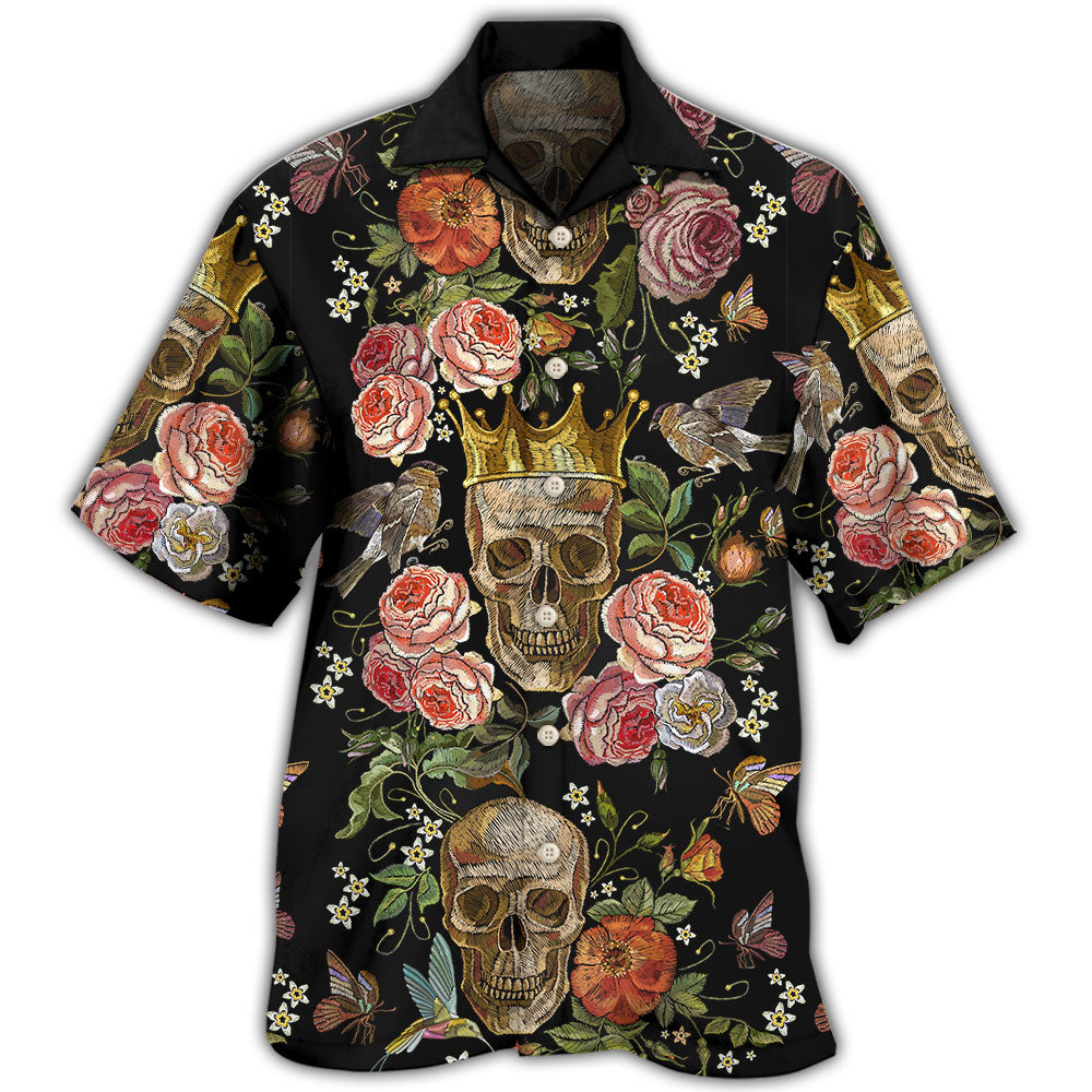 Skull And Flowers Art Hawaii Shirt Ha59543