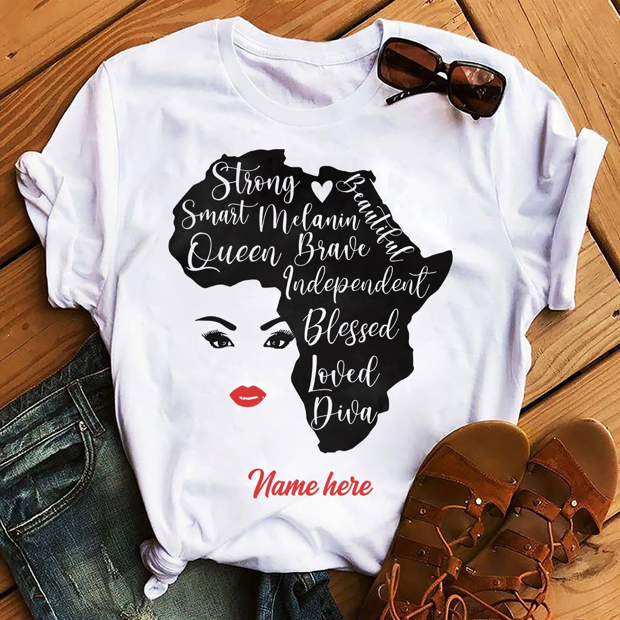 Custom Black Queen Front Printed T-Shirt