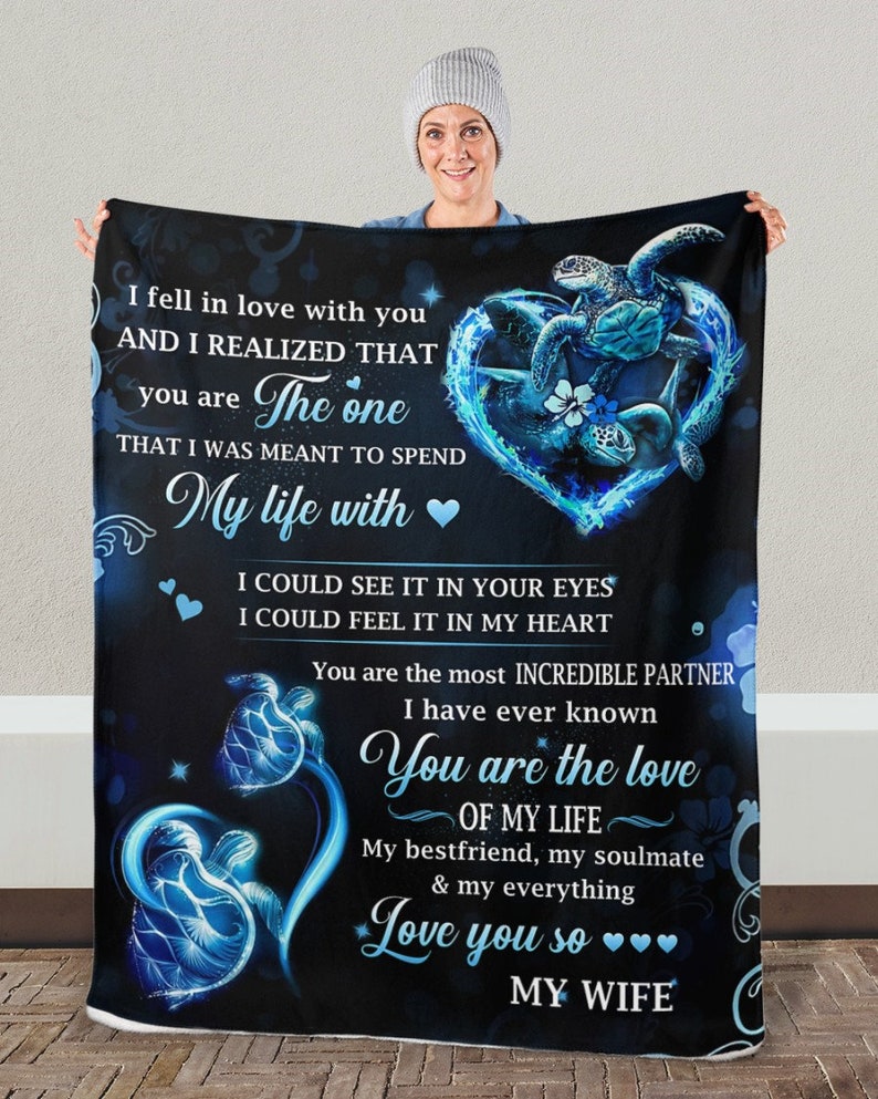 To My Wife You Are The Love Of My Life Turtle Blanket Gift For Wife From Husband Birthday Gift Home Decor Bedding Couch Sofa Soft And Comfy Cozy