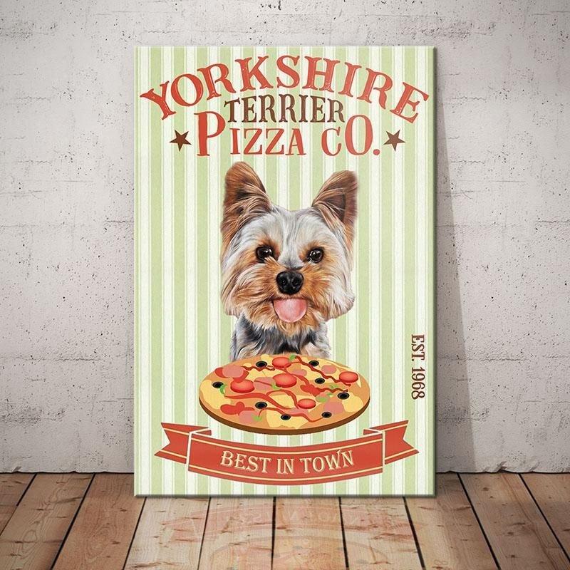 Yorkshire Terrier  Pizza Company Laundry Room Art Print Bathroom Decor Canvas Home Decor