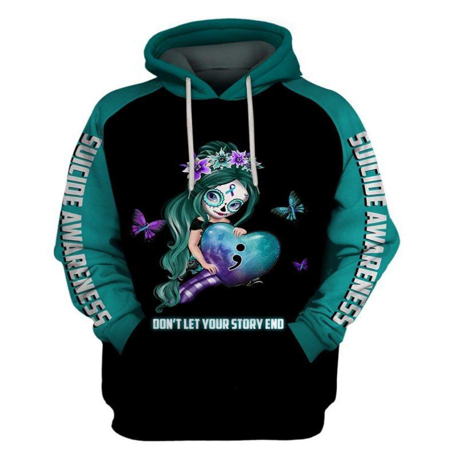 Suicide Awareness Sugar Skull Girl Dont Let Your Story Ends Unisex Hoodie