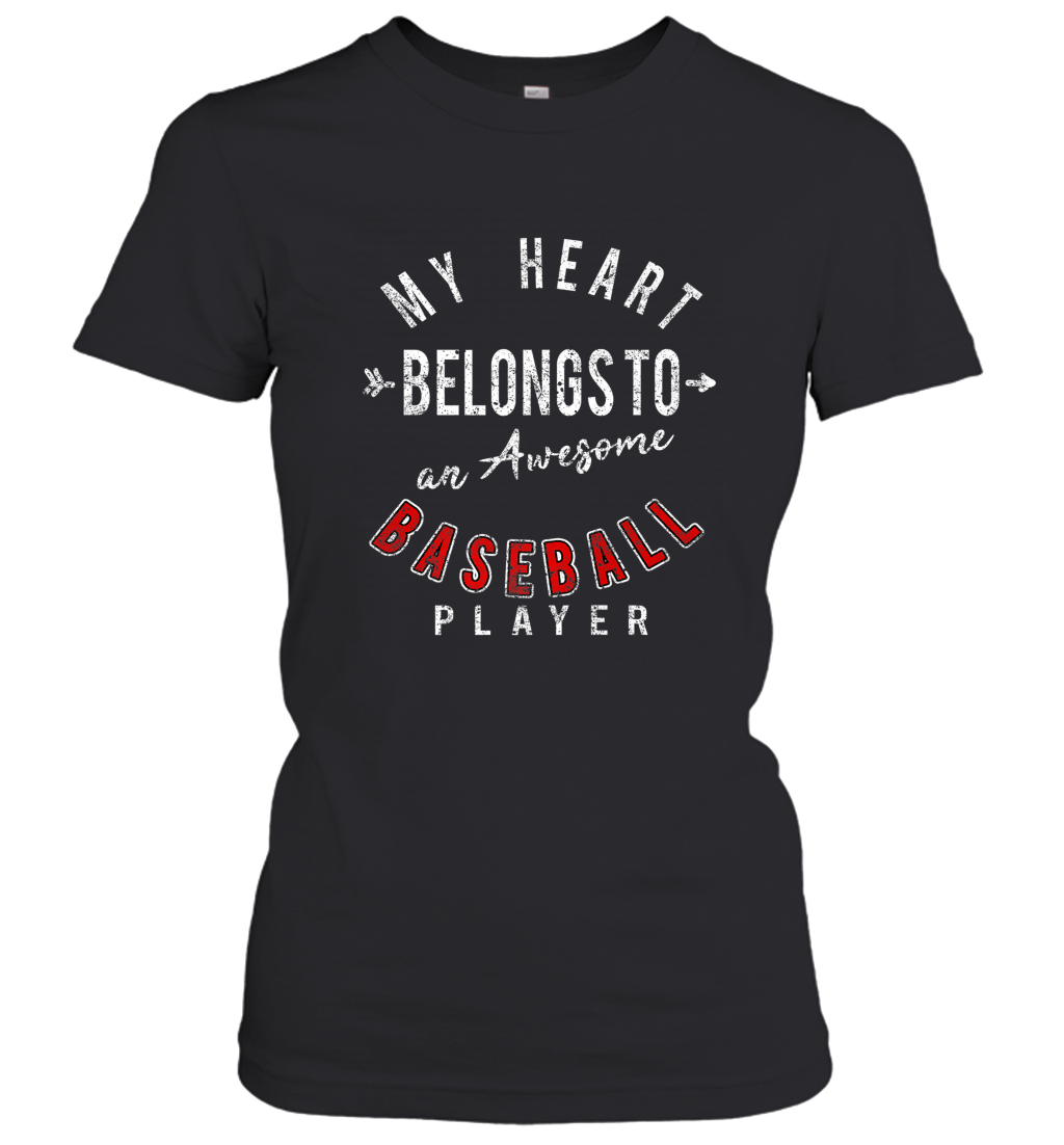 My Heart Belongs To A Baseball Player Valentines Day Women’s T-Shirt