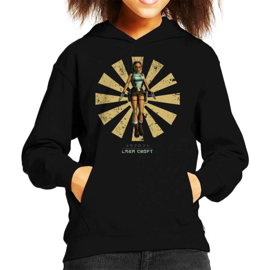 Lara Croft Retro Japanese Kid’s Hooded Sweatshirt