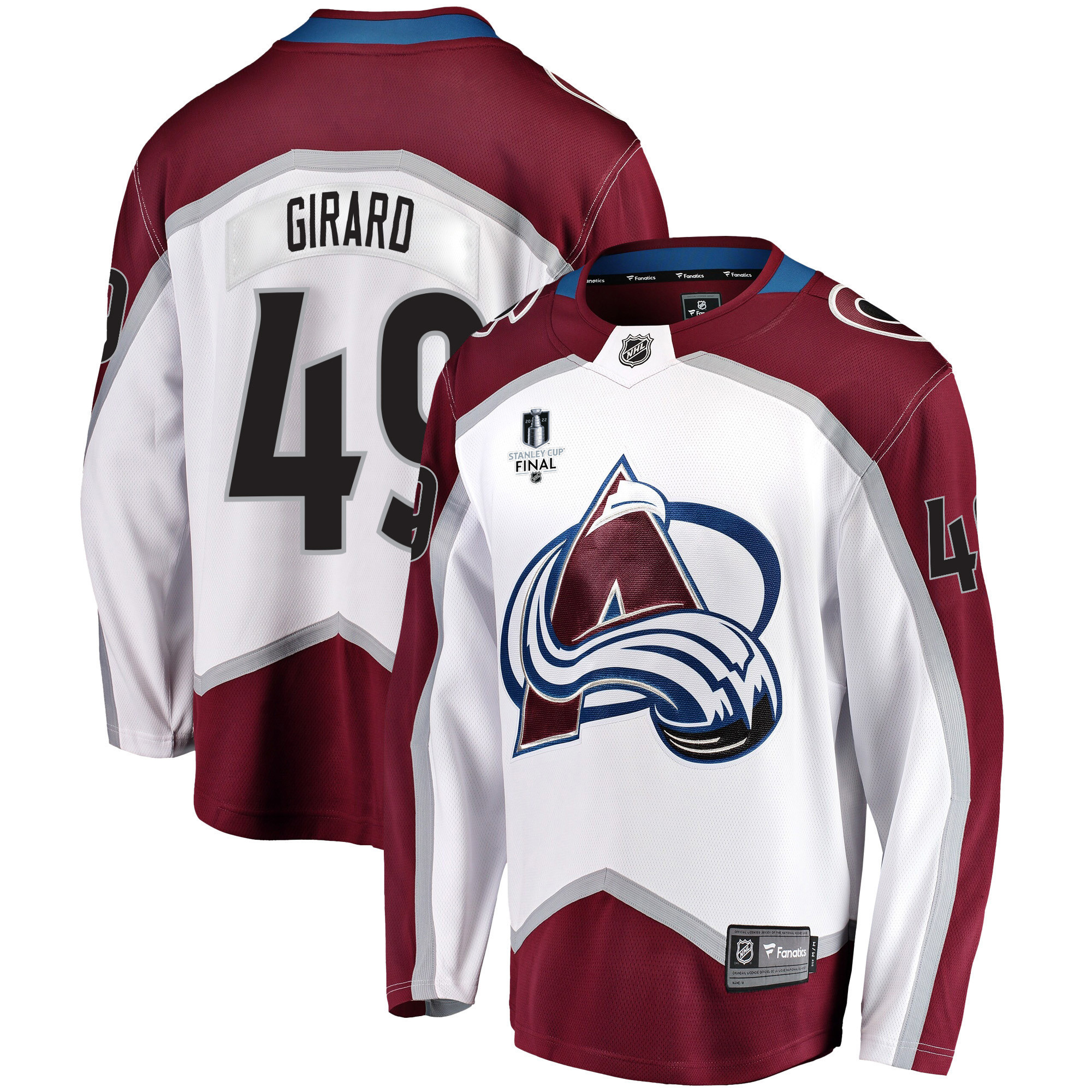 Colorado Avalanche Sam Girard 49 Away 2022 Stanley Cup Final Breakaway Men Jersey – White