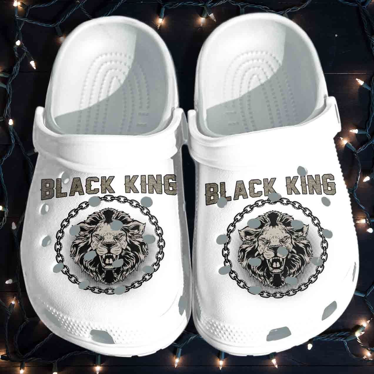 Black King Lion clogs Gift For Black Man Son – Black Father Shoes Clog Gift For Father Day