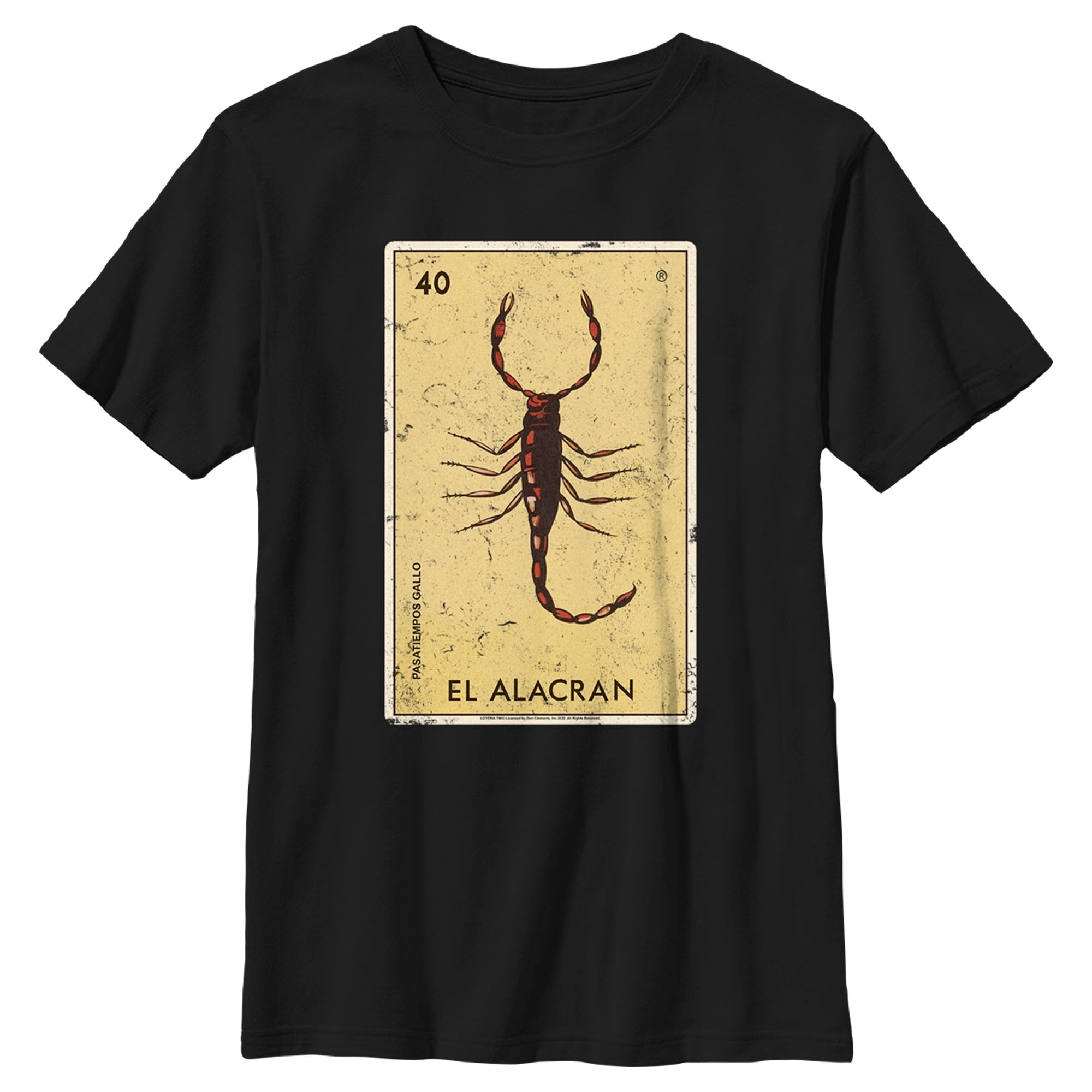 Boy’S Loteria El Alacran Card Number 40 Distressed T-Shirt