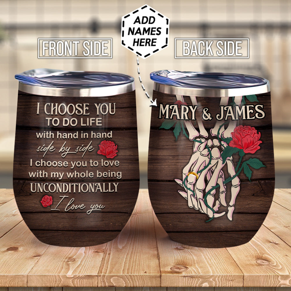 Personalized Skull Couple I Choose You Agmz0607012Z Wine Tumbler