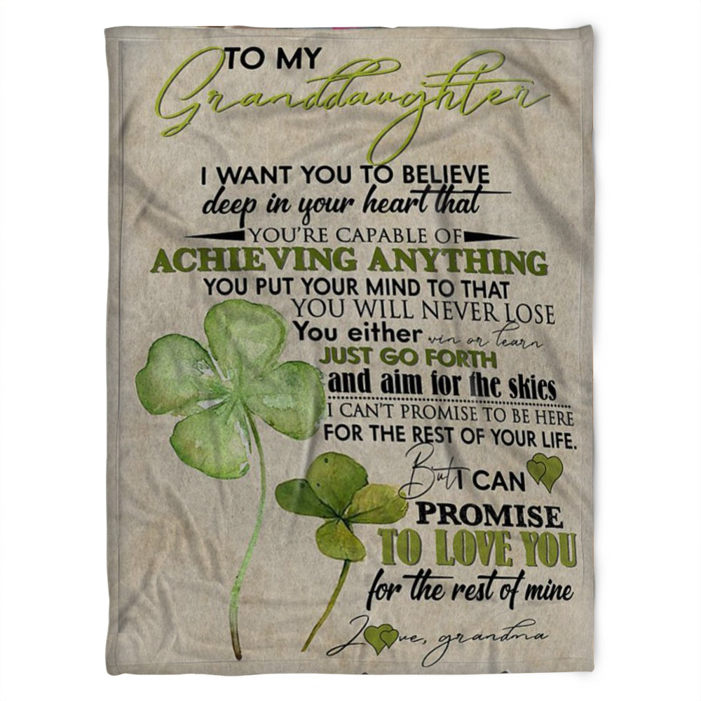 To My Granddaughter Blanket, I Want You To Believe Deep In Your Heart, Gift For Granddaughter Family Home Decor Bedding Couch Sofa Soft And Comfy Cozy