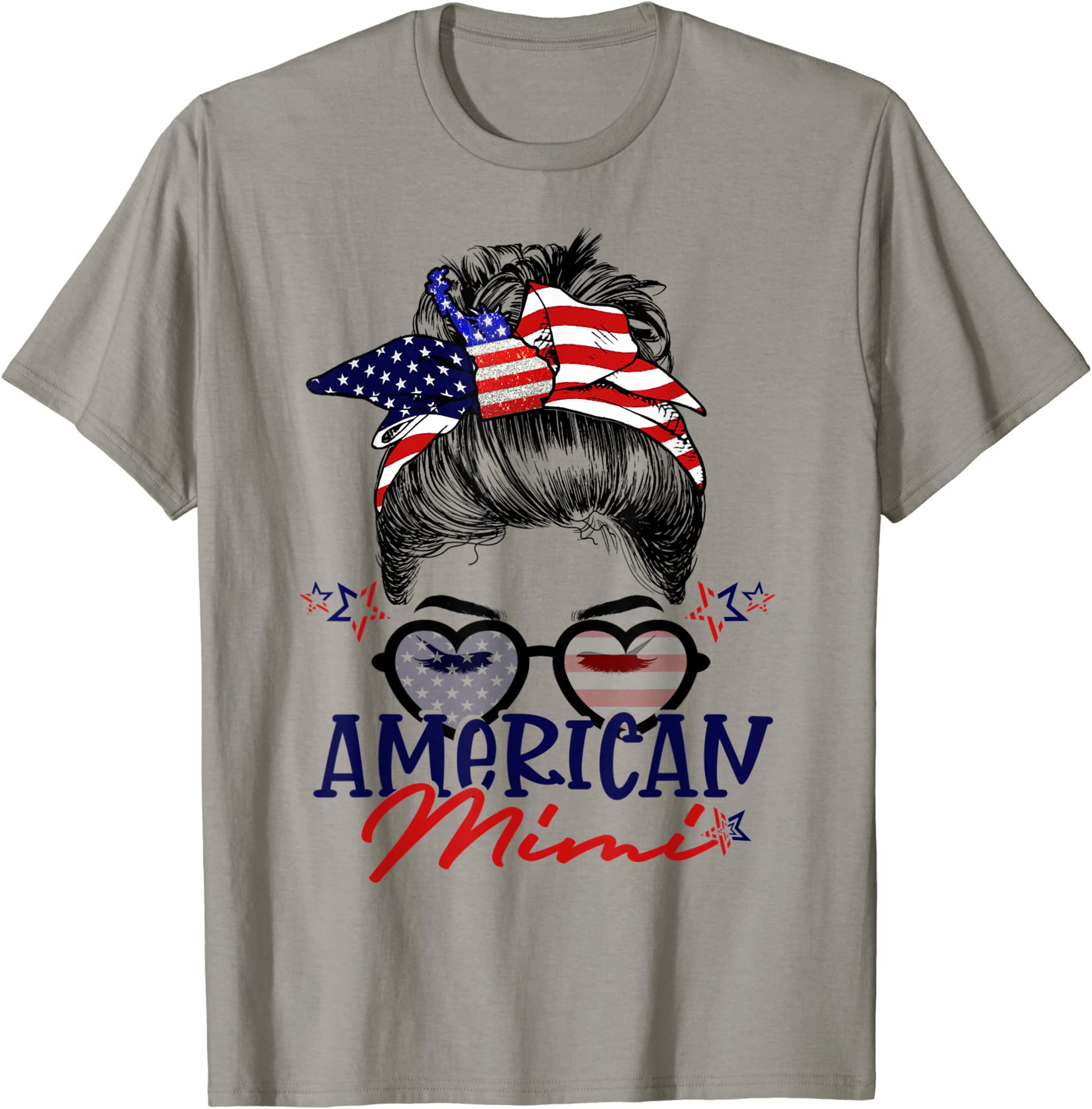 US Flag American Mimi 4th of July Independence Day T-Shirt