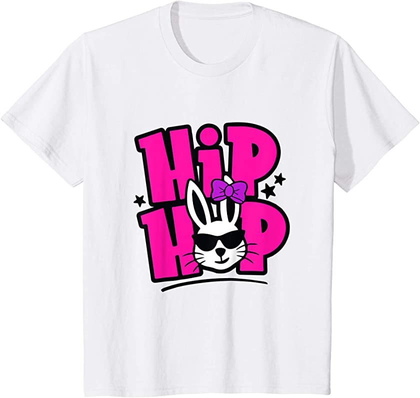 Kids Hip Hop Christian Easter Day Gift For Girl Pink Bunny Lover T-Shirt