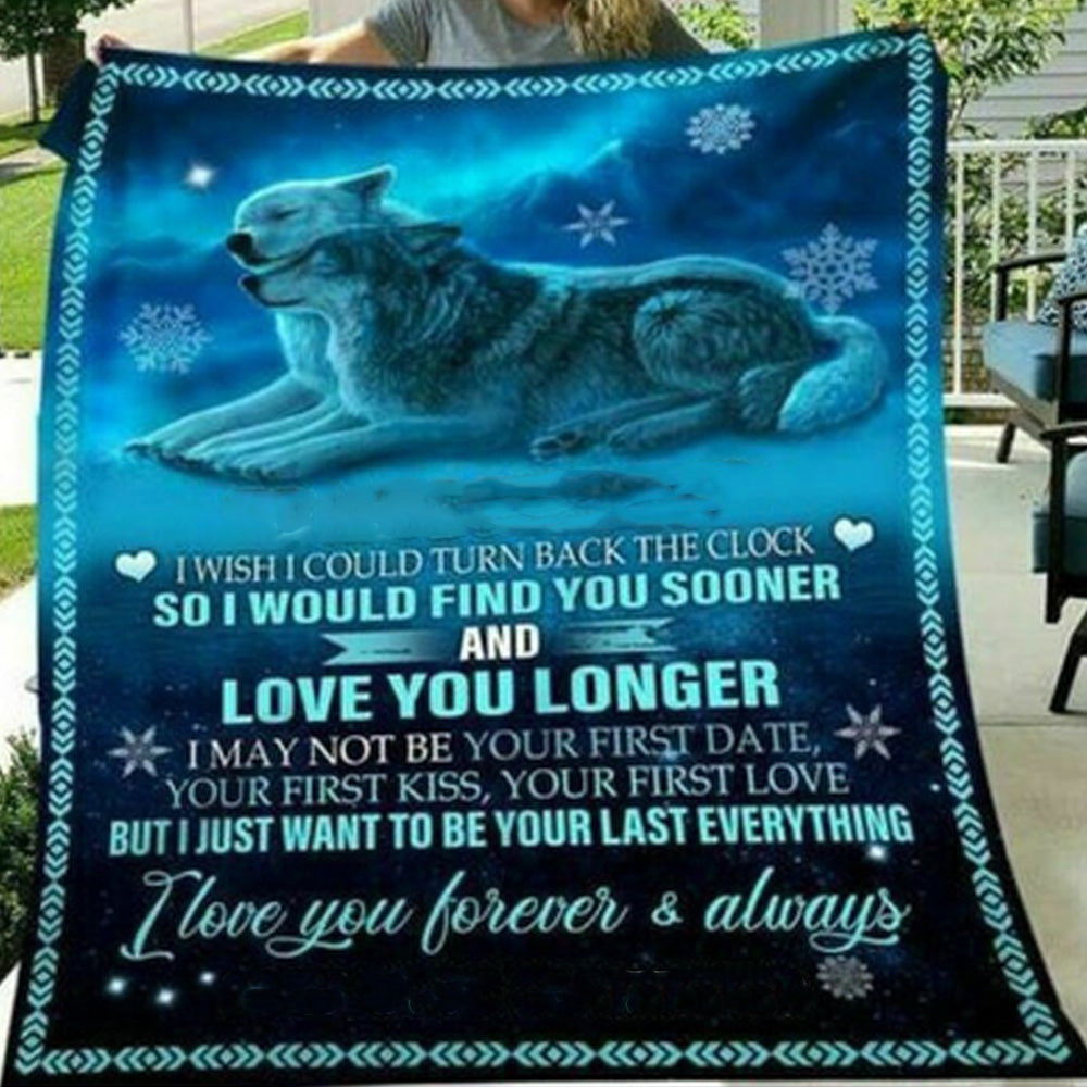 Wolf Couple Winter Fleece Blanket For Spouse Home Decor Bedding Couch Sofa Soft And Comfy Cozy