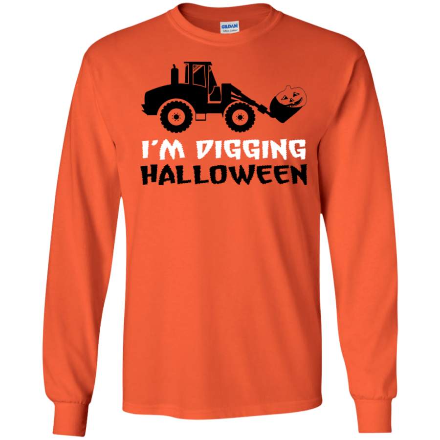 Pumpkin Face Tractor I’m Digging Halloween Cute LS Shirt/Sweatshirt/Hoodie