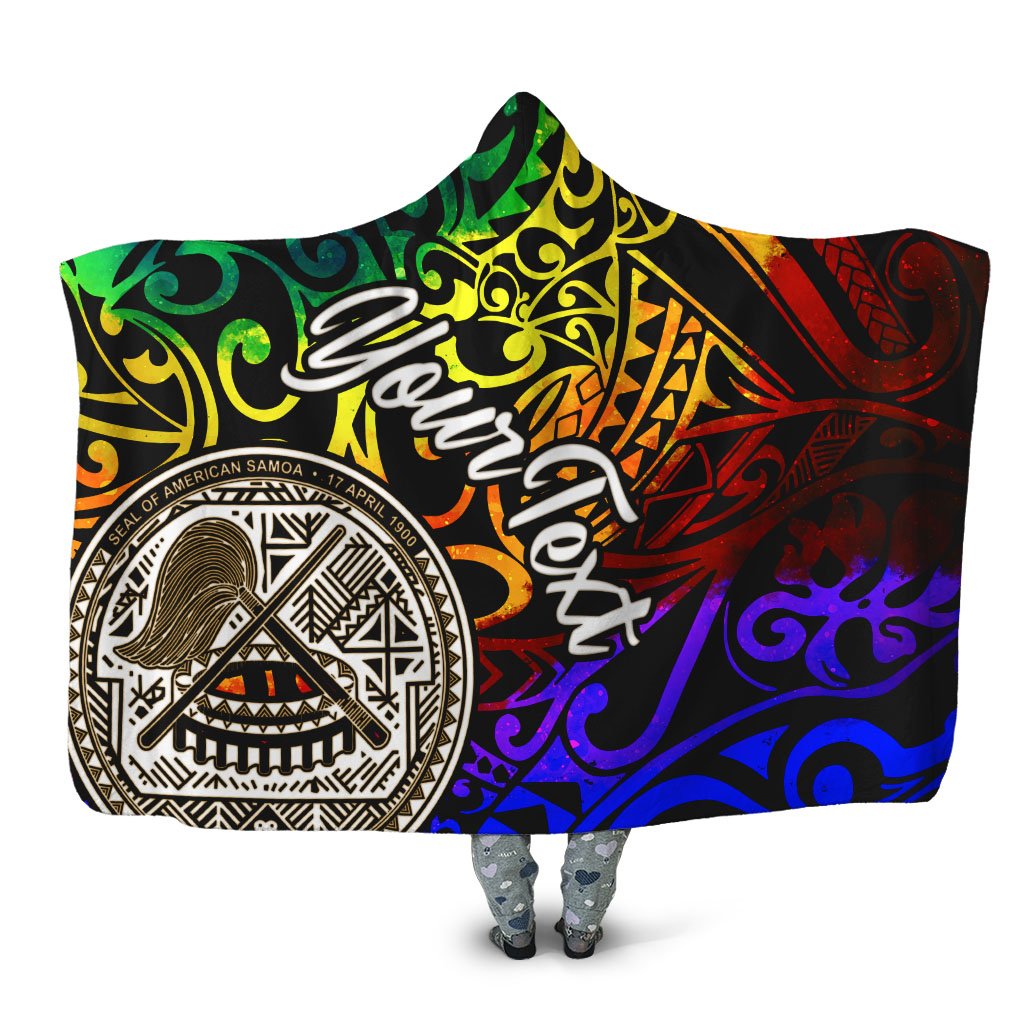 American Samoa Custom Personalised Hooded Blanket – Rainbow Polynesian Pattern – BN11