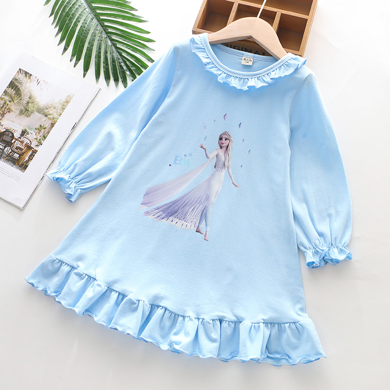 Spring Autumn Long Sleeve Dress disfraz encanto Fashion Clothes Frozen Elsa Princess Printed Casual Dresses for Girls 3-7 Years alx