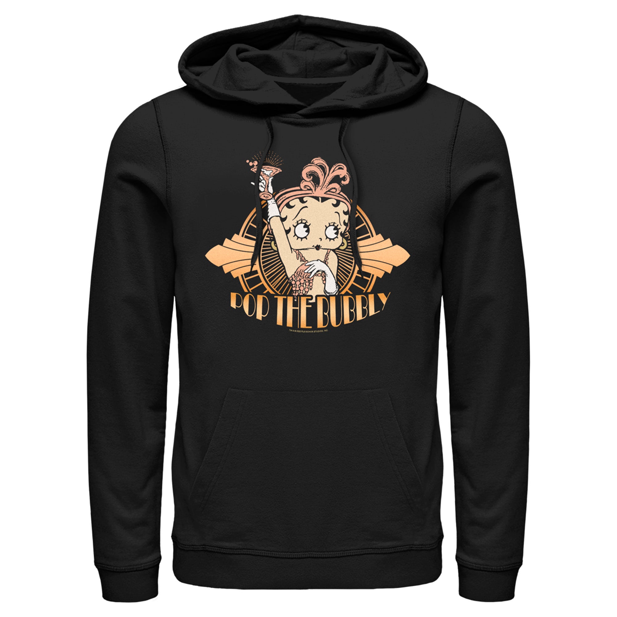 Men’S Betty Boop New Year’S Pop The Bubbly Pull Over Hoodie