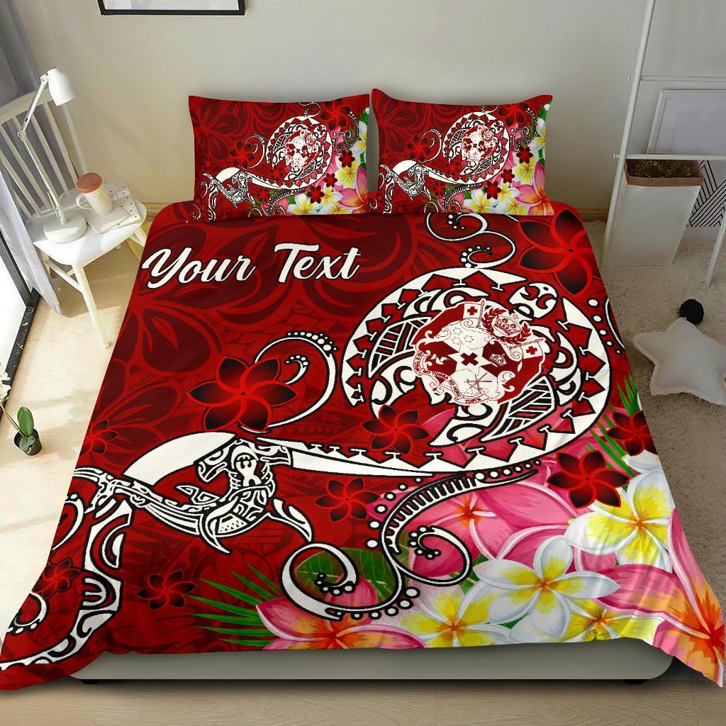 Tonga Custom Personalised Bedding Set – Turtle Plumeria (Red) – BN18