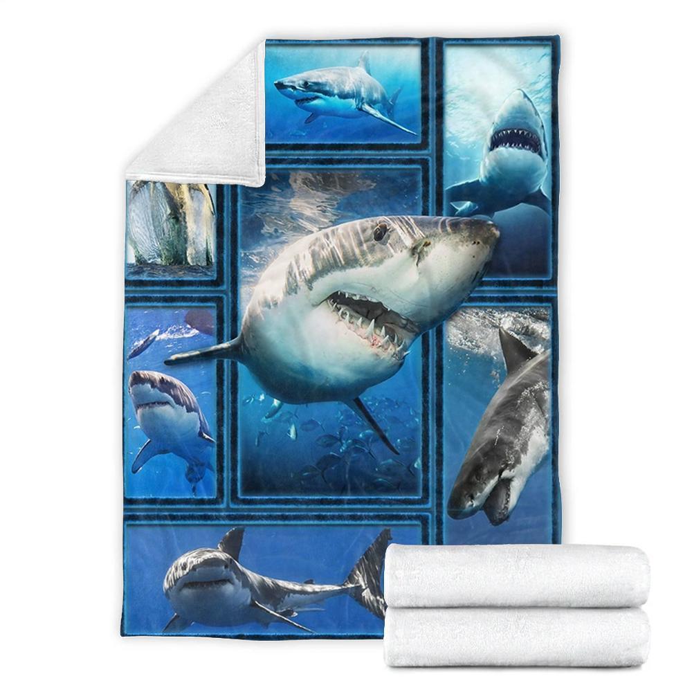 Custom Blanket 3D Shark Blanket 2 Fleece Blanket